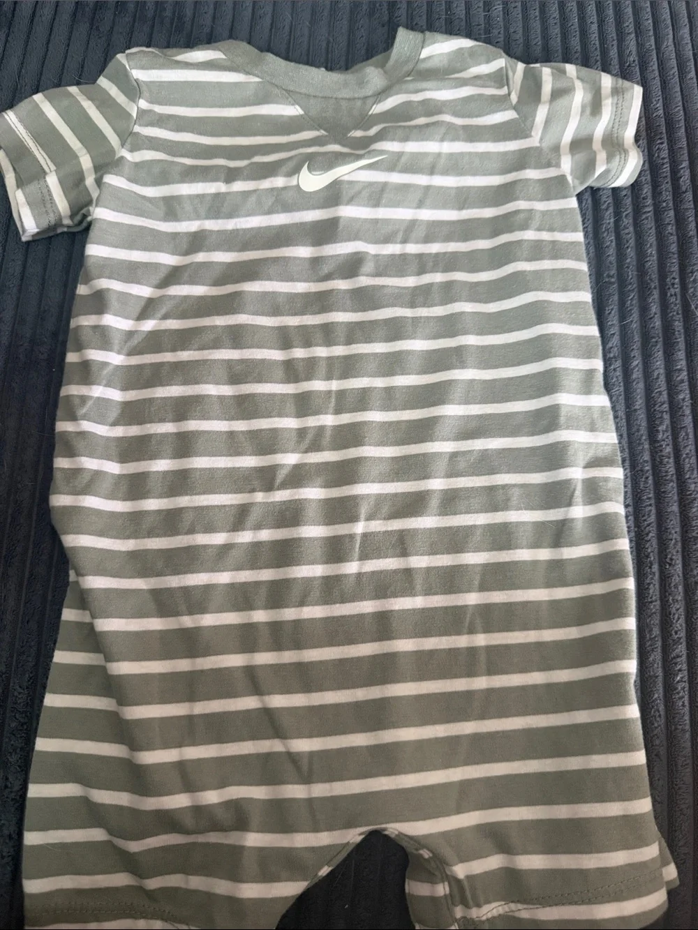 Nike Sage Green & White Striped Short Sleeve Romper